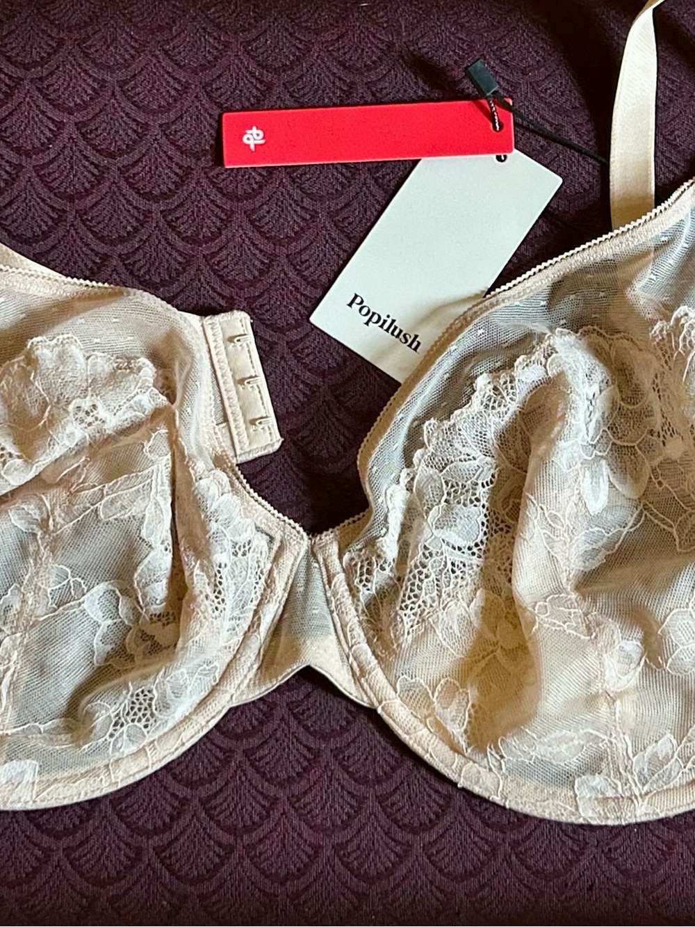 Popilush NWT Lace Underwire Bra in Beige